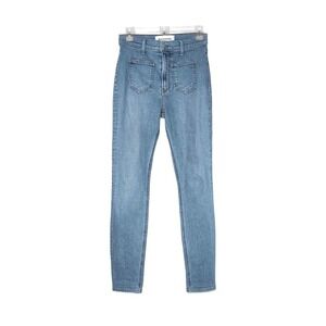 Reformation High Rise Jeans Crop Patch Pocket Catalina Blue Denim Skinny Size 26